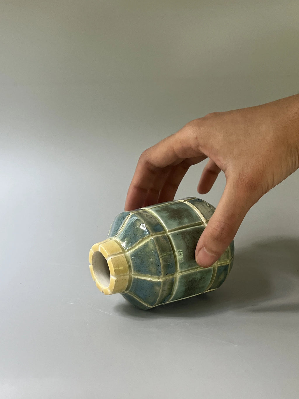 Tiny Tiled Pot - Patina